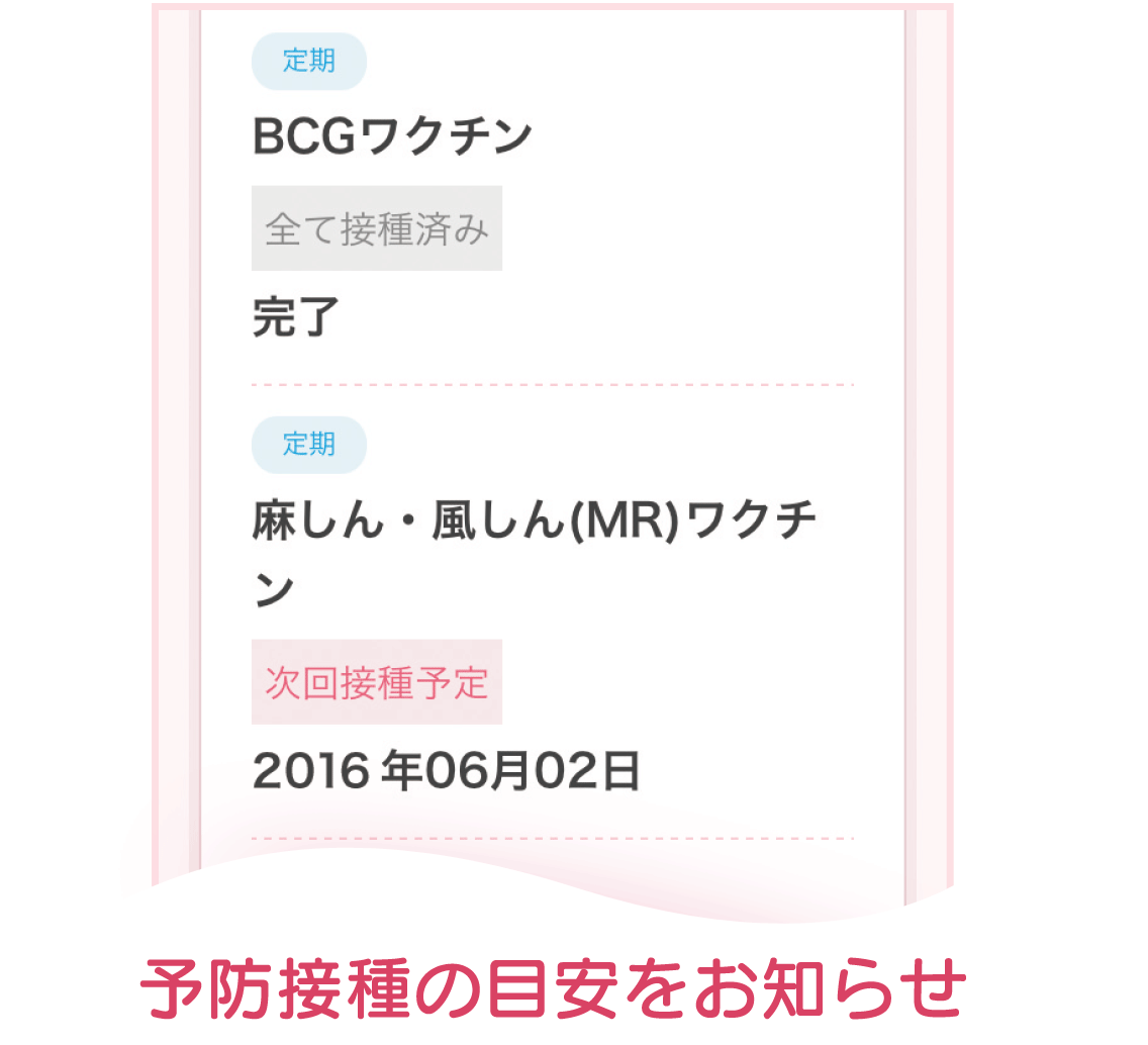 予防接種の目安をお知らせ
